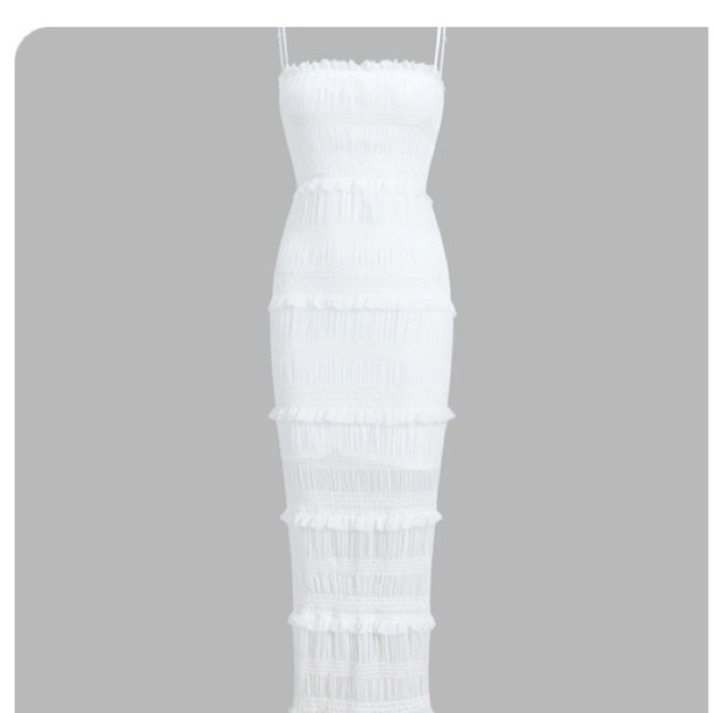 Commense Brand size Small White Sleeveless ruffle maxi Dress new with tags